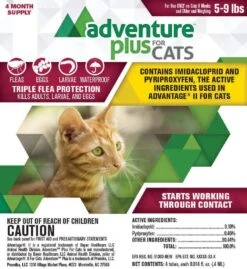 Adventure Plus Topical Flea And Tick For Cats - 5 - 9 Lbs - 4 Pack