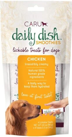 Caru Smoothies Chicken Lickable Treats Dog Treats And Wet Dog Food - 2 Oz - Case Of 12