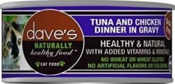 Dave's Pet Food Naturally Healthy Tuna & Chicken Dinner In Gravy Canned Cat Food - 5.5 Oz Cans - Case Of 24