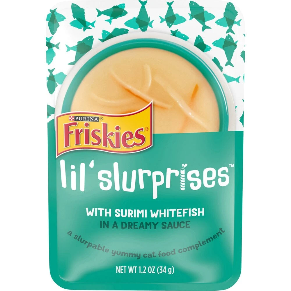 Friskies Lil Slurprises With Surimi Whitefish Cat Food Compliment 3 Friskies Lil Slurprises With Surimi Whitefish Cat Food Compliment