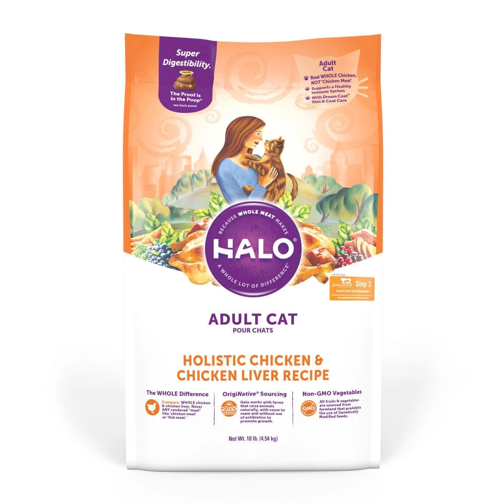 Halo Adult Holistic Chicken & Chicken Liver Recipe Dry Cat Food 3 Halo Adult Holistic Chicken & Chicken Liver Recipe Dry Cat Food