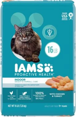 Iams ProActive Health Indoor Weight Hairball Dry Cat Food - 16 Lb Bag