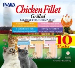 Inaba Chicken Fillet Grilled Variety Pack Cat Treats - Assorted - .9 Oz - 10 Pack