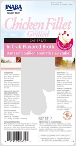 Inaba Chicken Fillet Grilled With Flavored Broth Cat Treats - Crab - .9 Oz - 6 Pack 11 Inaba Chicken Fillet Grilled With Flavored Broth Cat Treats - Crab - .9 Oz - 6 Pack -Weruva Shop inaba chicken fillet grilled with flavored broth cat treats crab 9 oz 6 pack 138215