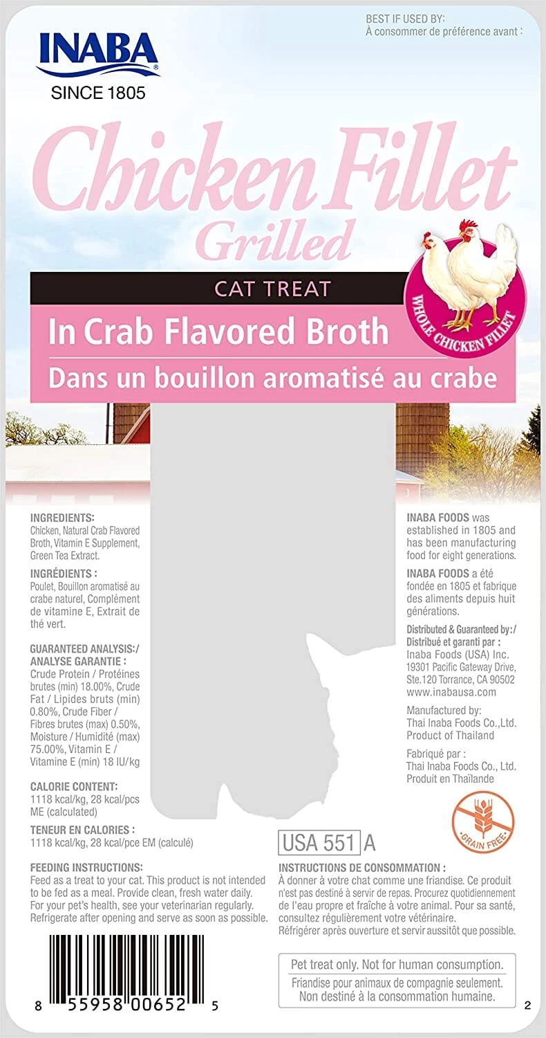 Inaba Chicken Fillet Grilled With Flavored Broth Cat Treats - Crab - .9 Oz - 6 Pack 5 Inaba Chicken Fillet Grilled With Flavored Broth Cat Treats - Crab - .9 Oz - 6 Pack - Image 3