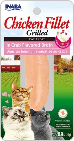 Inaba Chicken Fillet Grilled With Flavored Broth Cat Treats - Crab - .9 Oz - 6 Pack