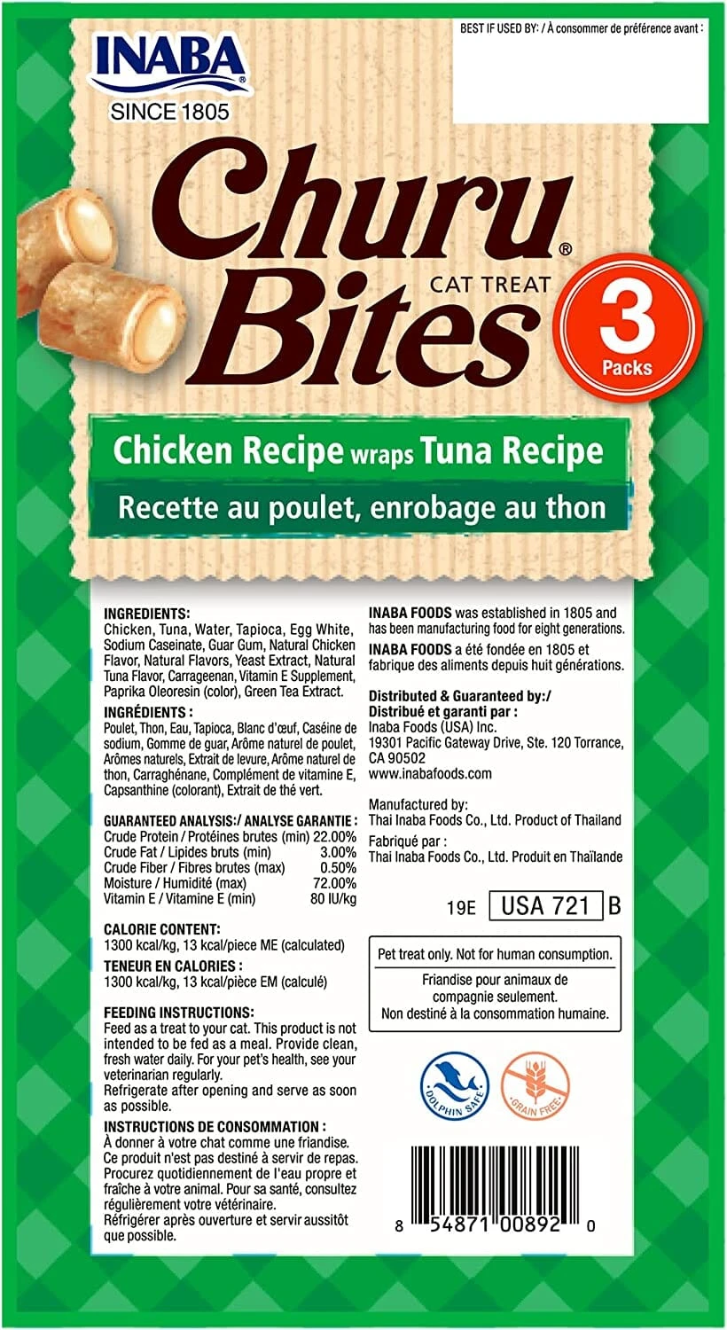 Inaba Churu Bites Cat Treats - Tuna - .35 Oz - 3 Pack - 6 Pack 5 Inaba Churu Bites Cat Treats - Tuna - .35 Oz - 3 Pack - 6 Pack - Image 3