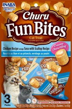 Inaba Churu Fun Bites Cat Treats - Tuna And Scallop - 2.01 Oz - 6 Pack