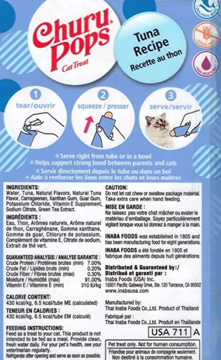 Inaba Churu Pops Cat Treats - Tuna - .54 Oz - 4 Pack - 6 Pack 3 Inaba Churu Pops Cat Treats - Tuna - .54 Oz - 4 Pack - 6 Pack