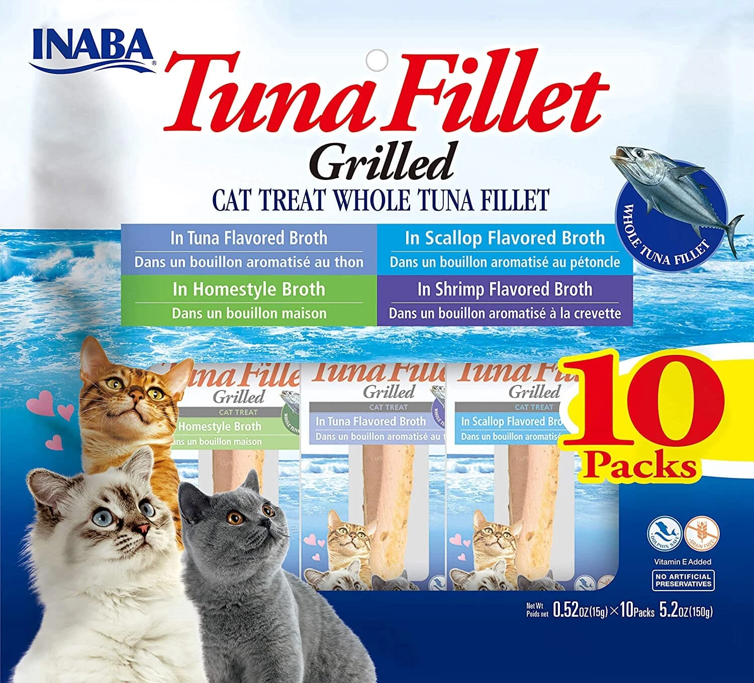 Inaba Tuna Fillet Grilled Variety Pack Cat Treats - Assorted - .52 Oz - 10 Pack 4 Inaba Tuna Fillet Grilled Variety Pack Cat Treats - Assorted - .52 Oz - 10 Pack - Image 2