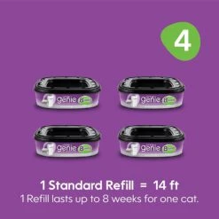 Litter Genie Litter Genie Plus Refill Cat Litter Disposal System - Black - 4 Pack