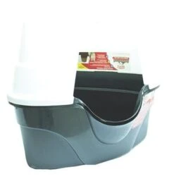 Nature's Miracle Advanced Hooded Corner Cat Litter Box - Black/White - 26 X 23 X 20 In