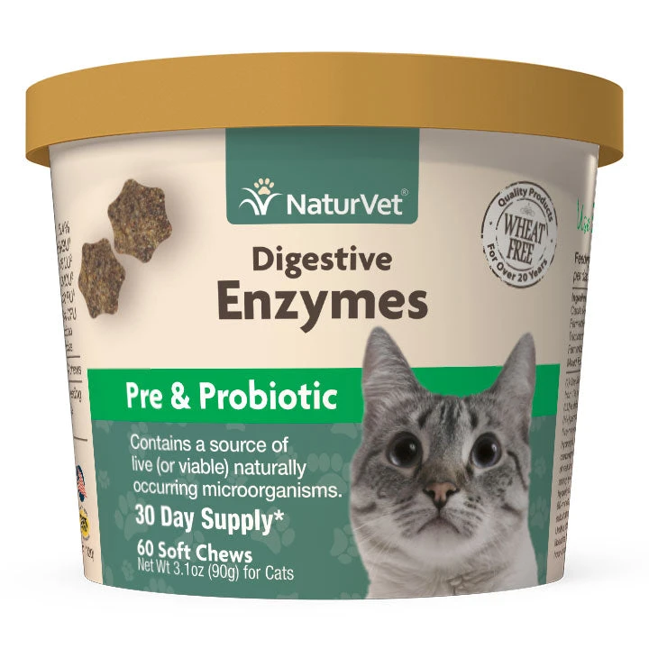 Naturvet Digestive Enzymes Plus Probiotic Cat Chewy Supplements - 60 Ct Cup 3 Naturvet Digestive Enzymes Plus Probiotic Cat Chewy Supplements - 60 Ct Cup