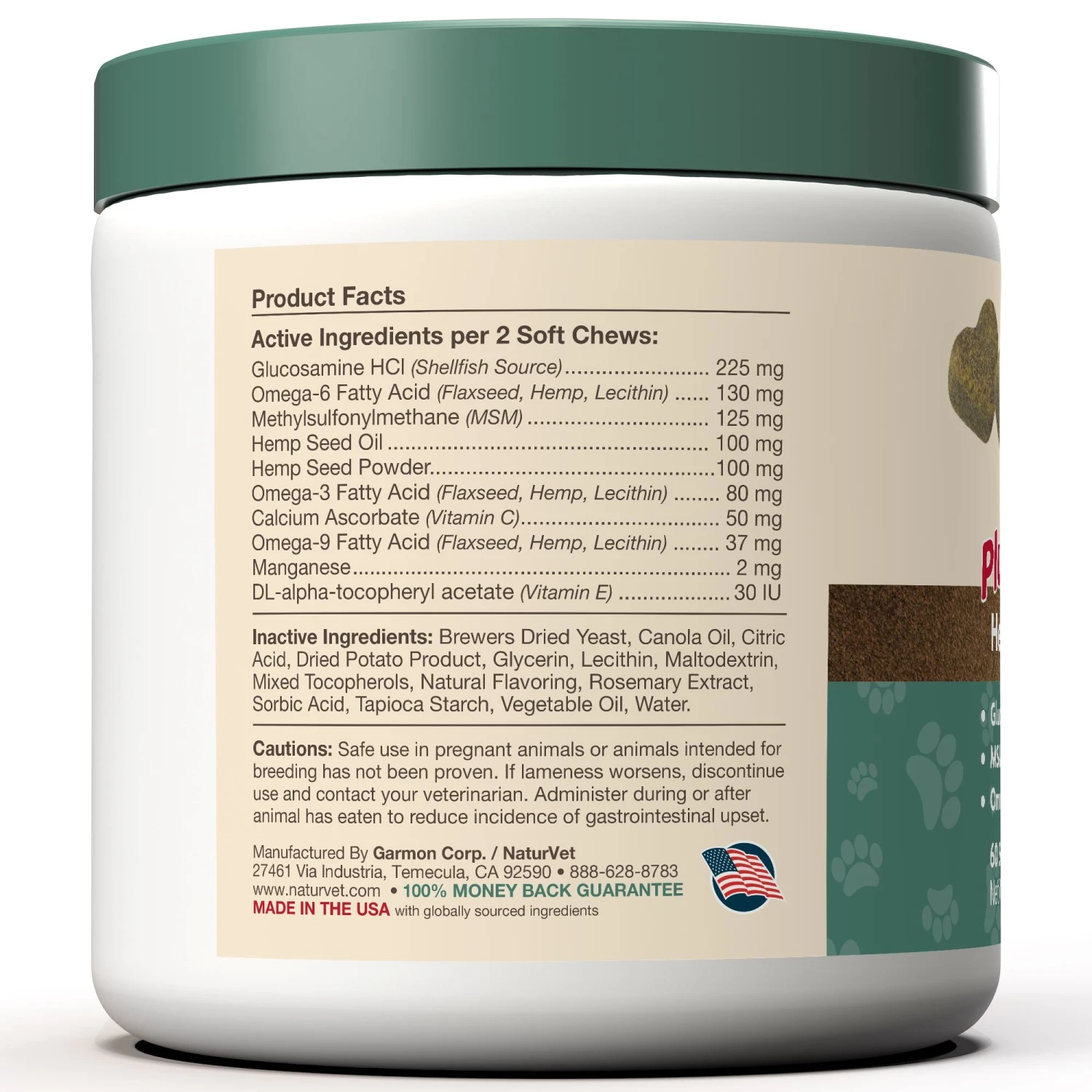 Naturvet Hemp Joint Health Plus Hemp Seed Soft Chews Cat Chewy Supplements - 60 Ct 4 Naturvet Hemp Joint Health Plus Hemp Seed Soft Chews Cat Chewy Supplements - 60 Ct - Image 2