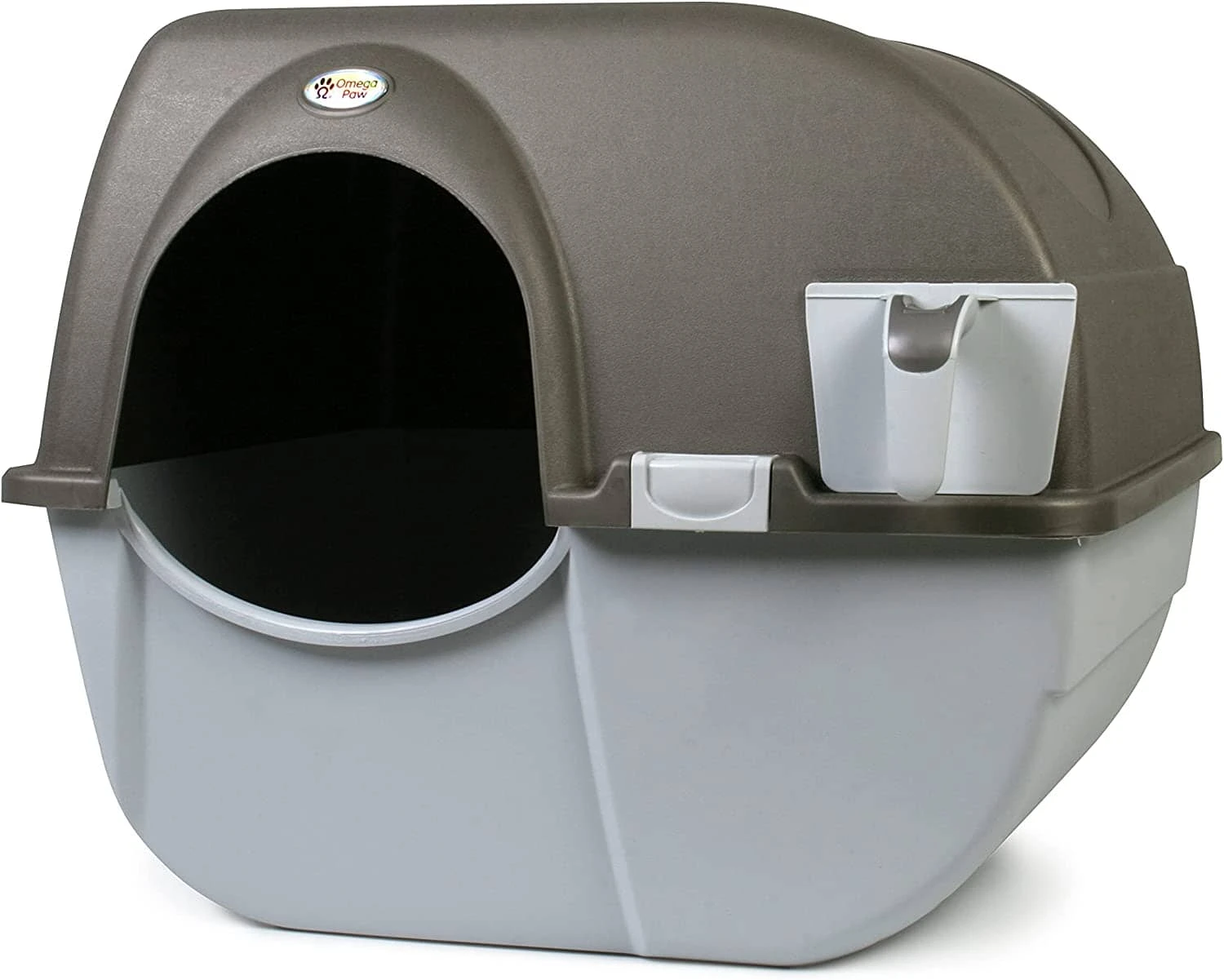 Omega Paw Omega Paw Self-Cleaning Cat Litter Box - Brown/Taupe - Medium 3 Omega Paw Omega Paw Self-Cleaning Cat Litter Box - Brown/Taupe - Medium