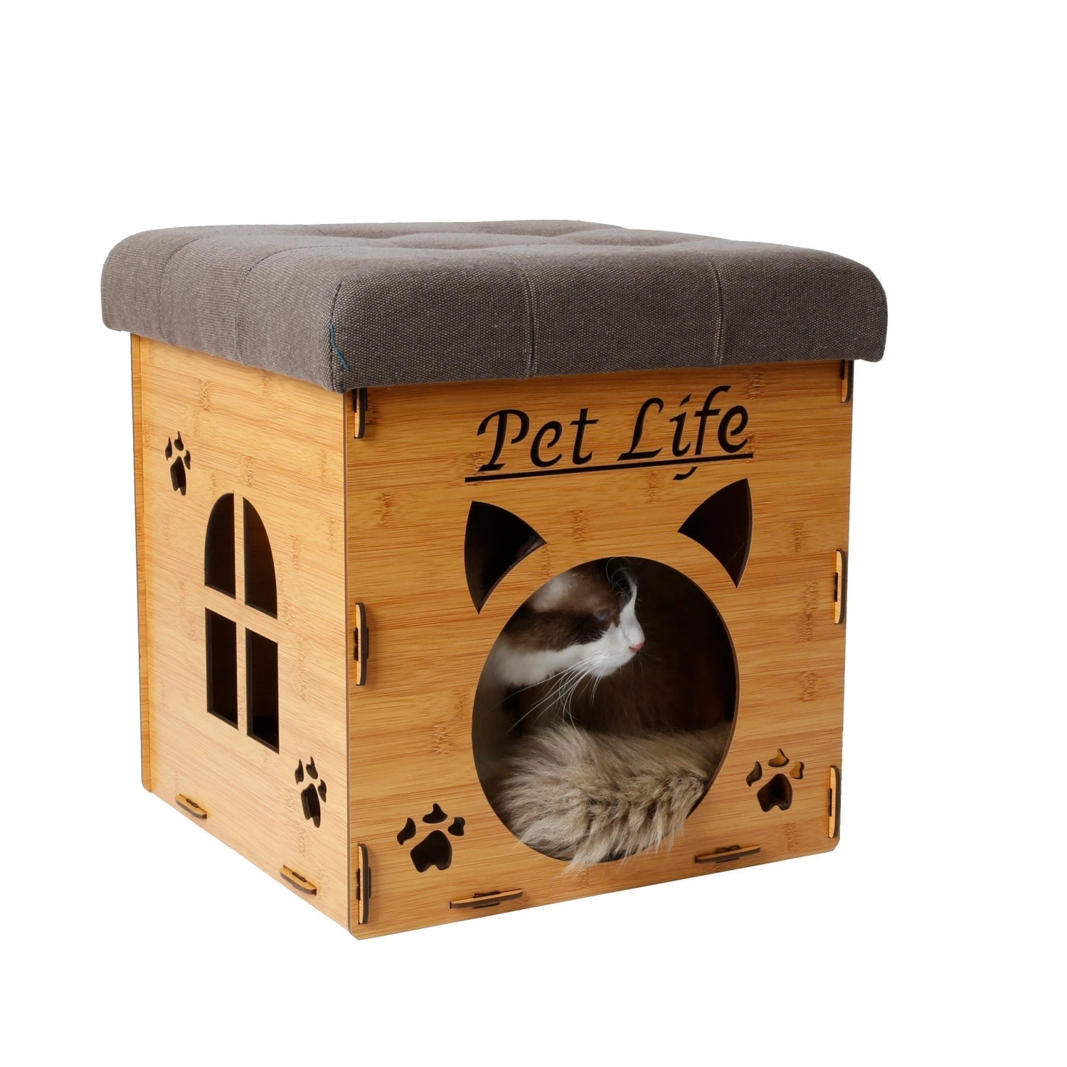Pet Life ® 'Kitty Kallapse' Collapsible Folding Kitty Cat House Tree Bed Ottoman Bench Furniture 6 Pet Life ® 'Kitty Kallapse' Collapsible Folding Kitty Cat House Tree Bed Ottoman Bench Furniture - Image 4