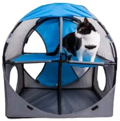 Pet Life ® 'Kitty-Play' Collapsible Travel Interactive Kitty Cat Tree Maze House Lounger Tunnel Lounge