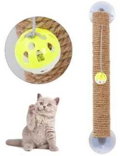 Pet Life ® 'Stick N' Claw' Sisal Rope And Toy Suction Cup Stick Shaped Cat Scratcher