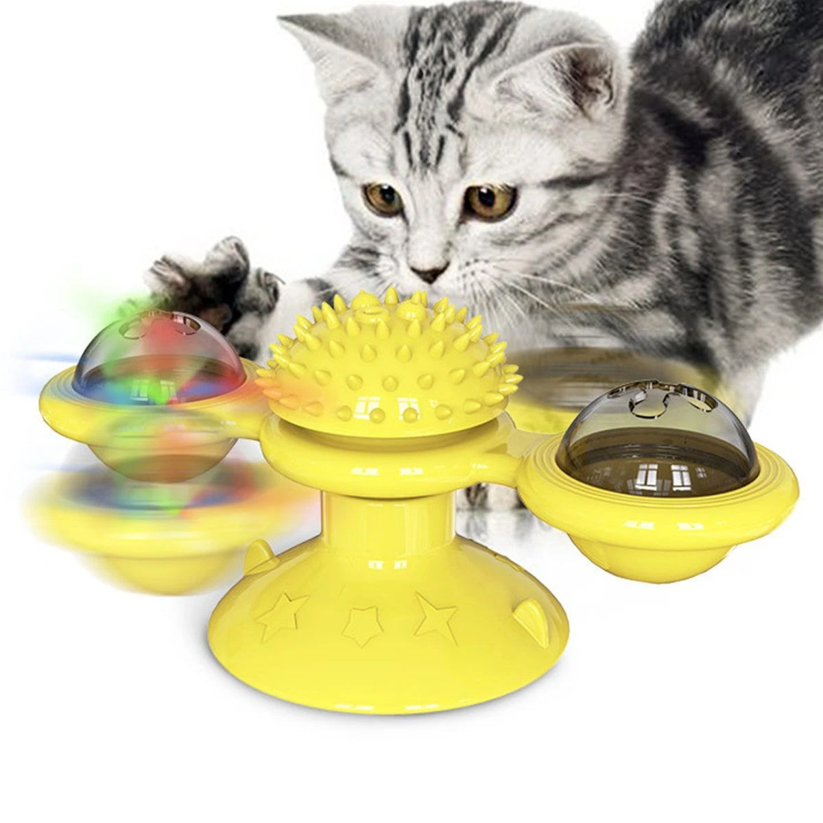 Pet Life ® 'Windmill' Rotating Suction Cup Spinning Cat Toy 4 Pet Life ® 'Windmill' Rotating Suction Cup Spinning Cat Toy - Image 2