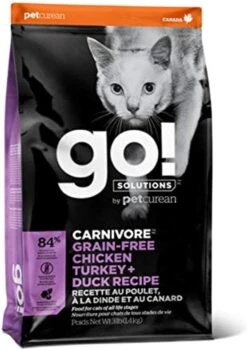 Petcurean GO! Carnivore Grain-Free Chicken, Turkey & Duck Cat Dry Cat Food - 3 Lb Bag