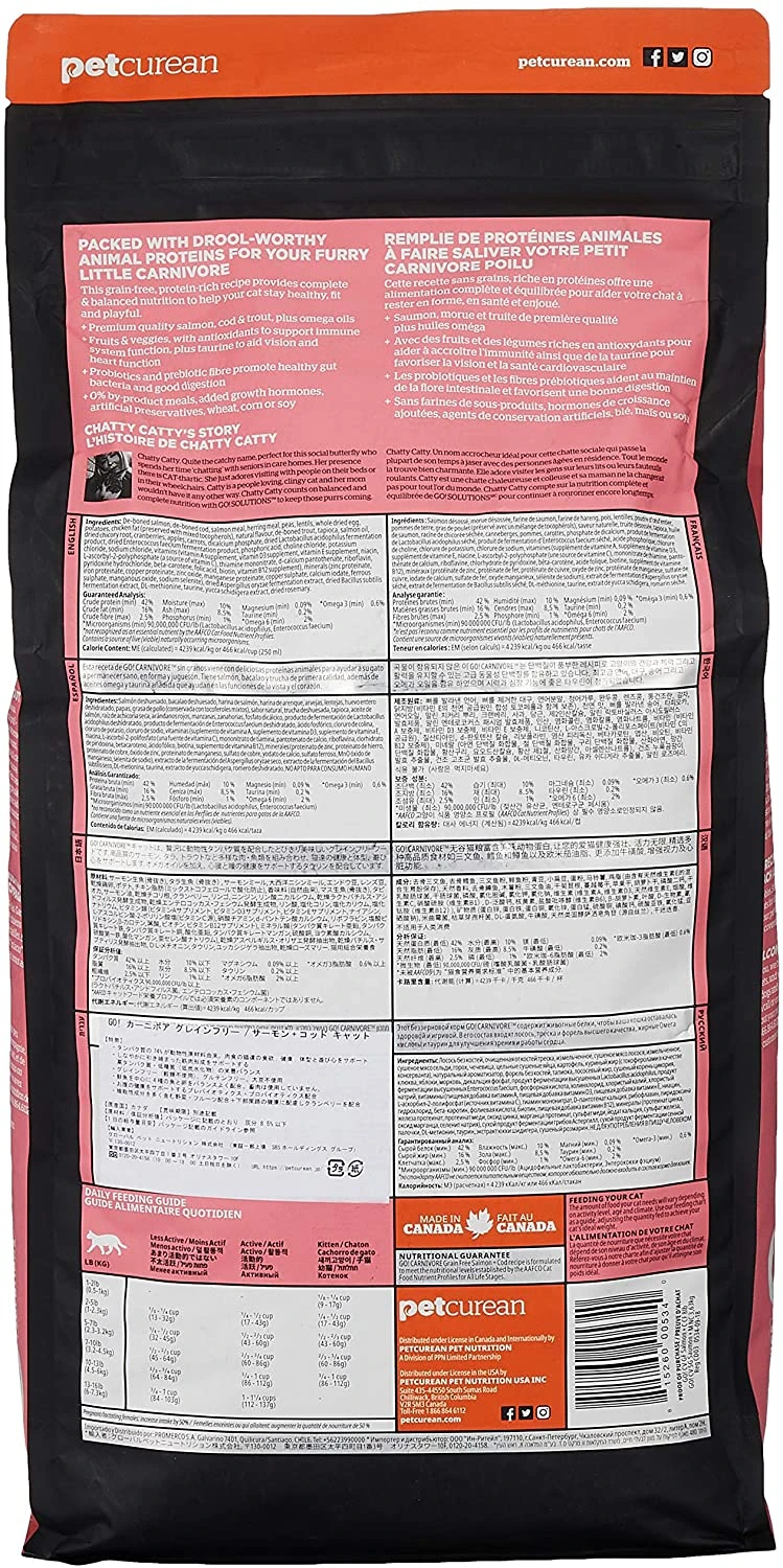 Petcurean GO! Carnivore Grain-Free Salmon & Cod Cat Dry Cat Food - 8 Lb Bag 4 Petcurean GO! Carnivore Grain-Free Salmon & Cod Cat Dry Cat Food - 8 Lb Bag - Image 2