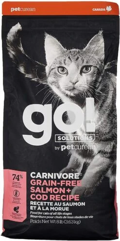 Petcurean GO! Carnivore Grain-Free Salmon & Cod Cat Dry Cat Food - 8 Lb Bag