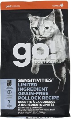 Petcurean GO! Sensitivities LID Grain-Free Pollock Recipe Dry Cat Food - 3 Lb Bag