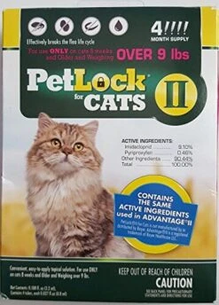 Petlock II Topical Flea And Tick Control For Cats - Under 9 Lbs - 4 Pack