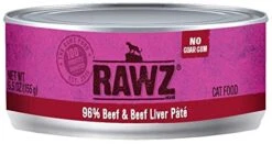 Rawz 96% Beef & Liver Pate Canned Cat Food - 5.5 Oz - Case Of 24