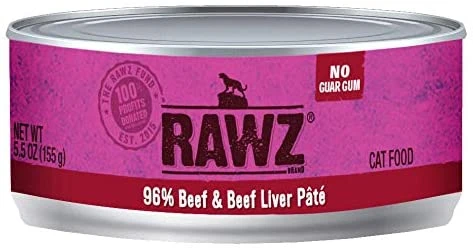 Rawz 96% Beef & Liver Pate Canned Cat Food - 5.5 Oz - Case Of 24 3 Rawz 96% Beef & Liver Pate Canned Cat Food - 5.5 Oz - Case Of 24