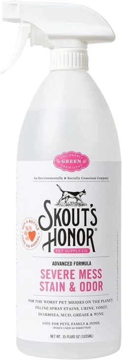 Skout's Honor Stain & Odor Severe Mess Advanced Formula Cat Stain And Odor Remover - 35 Oz Bottle