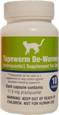 Tapeworm De-Wormer Capsule For Cats Cat Wormers - 10 Count
