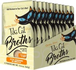 Tiki Cat Chicken Broth Cat Food Toppers - 1.3 Oz Pouch - Pack Of 12 -Weruva Shop tiki cat chicken broth cat food toppers 13 oz pouch pack of 12 394791