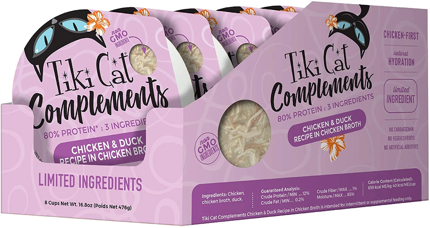 Tiki Cat Complements Chicken & Duck Cat Food Toppers And Crunchers - 2.1 Oz Cups - Case Of 8 3 Tiki Cat Complements Chicken & Duck Cat Food Toppers And Crunchers - 2.1 Oz Cups - Case Of 8