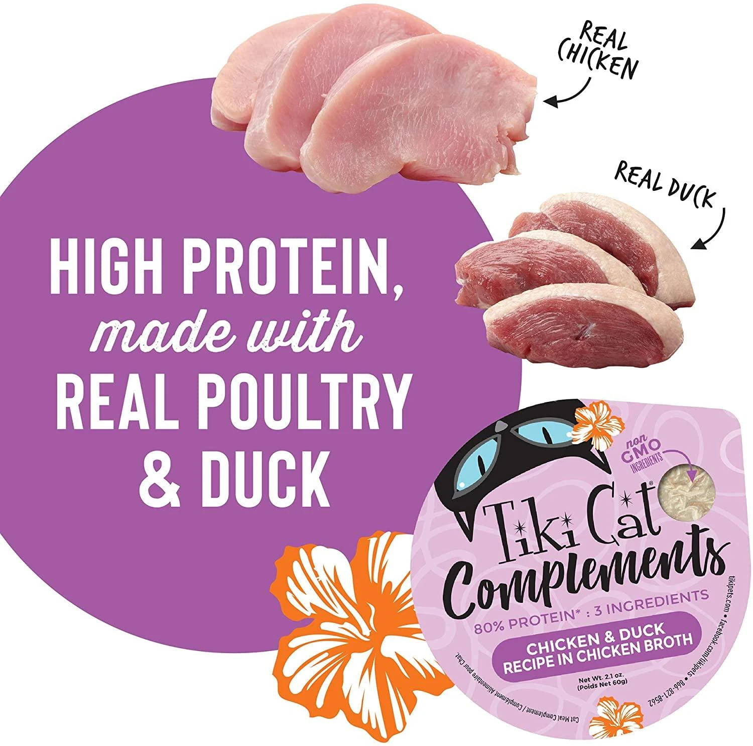 Tiki Cat Complements Chicken & Duck Cat Food Toppers And Crunchers - 2.1 Oz Cups - Case Of 8 6 Tiki Cat Complements Chicken & Duck Cat Food Toppers And Crunchers - 2.1 Oz Cups - Case Of 8 - Image 4