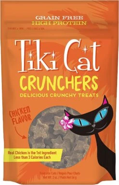 Tiki Cat Crunchers - Chicken & Pumpkin Cat Food Toppers - 2 Oz Pouch - Pack Of 6