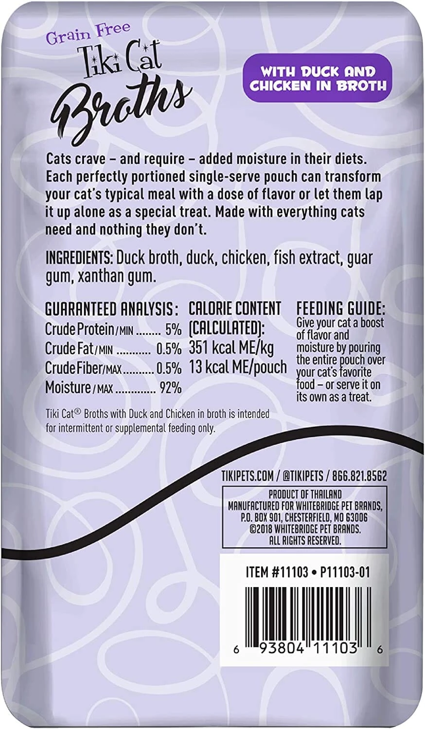 Tiki Cat Duck & Chicken Broth Cat Food Toppers - 1.3 Oz Pouch - Pack Of 12 4 Tiki Cat Duck & Chicken Broth Cat Food Toppers - 1.3 Oz Pouch - Pack Of 12 - Image 2