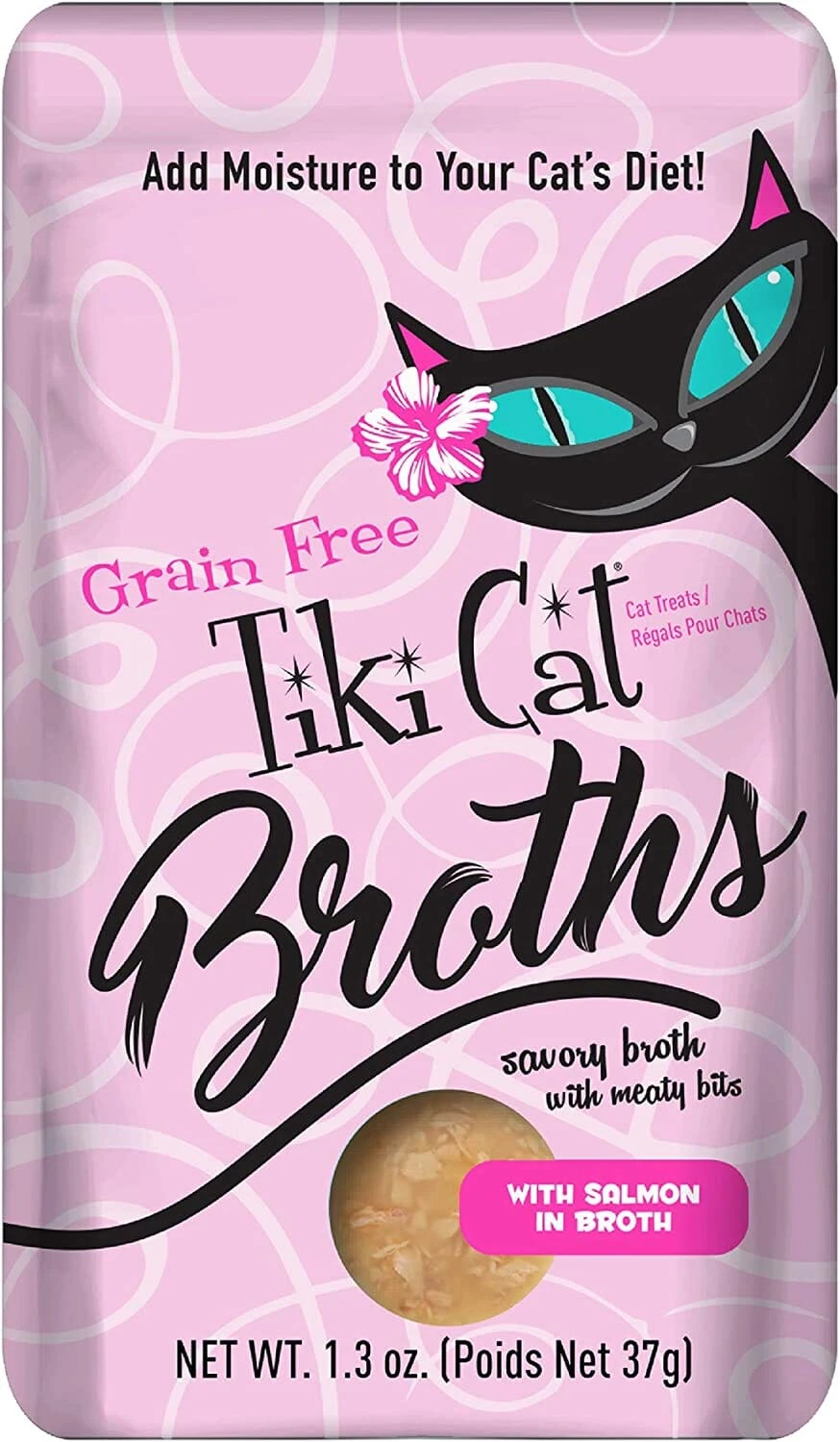 Tiki Cat Salmon Broth Cat Food Toppers - 1.3 Oz Pouch - Pack Of 12 3 Tiki Cat Salmon Broth Cat Food Toppers - 1.3 Oz Pouch - Pack Of 12