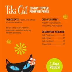 Tiki Cat Tummy Topper Pumpkin & Wheatgrass Cat Food Toppers - 1.5 Oz Pouch - Pack Of 12 -Weruva Shop tiki cat tummy topper pumpkin wheatgrass cat food toppers 15 oz pouch pack of 12 364966