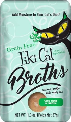 Tiki Cat Tuna Broth Cat Food Toppers - 1.3 Oz Pouch - Pack Of 12