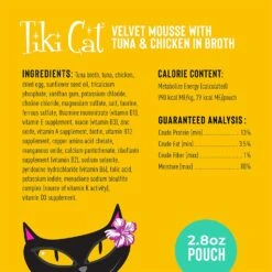 Tiki Cat Velvet Mousse Tuna & Chicken Cat Food In Pouches - 2.8 Oz Pouches - Case Of 12 -Weruva Shop tiki cat velvet mousse tuna chicken cat food in pouches 28 oz pouches case of 12 307810
