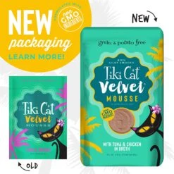 Tiki Cat Velvet Mousse Tuna & Chicken Cat Food In Pouches - 2.8 Oz Pouches - Case Of 12 -Weruva Shop tiki cat velvet mousse tuna chicken cat food in pouches 28 oz pouches case of 12 583456
