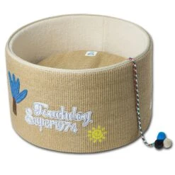 Touchcat 'Claw-ver Nest' Rounded Scratching Cat Bed W/ Teaser Toy
