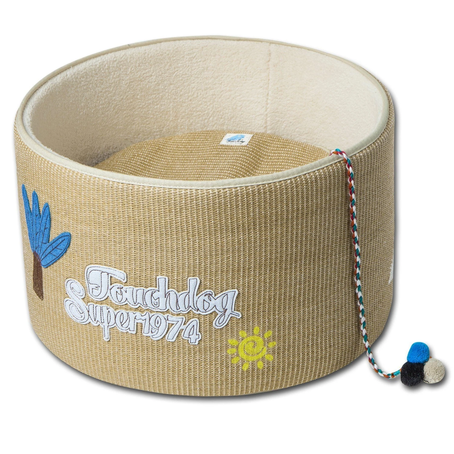 Touchcat 'Claw-ver Nest' Rounded Scratching Cat Bed W/ Teaser Toy 3 Touchcat 'Claw-ver Nest' Rounded Scratching Cat Bed W/ Teaser Toy
