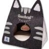 Touchcat ® 'Kitty Ears' Travel On-The-Go Folding Designer Fashion Pet Cat Bed House W/ Hanging Teaser Toy