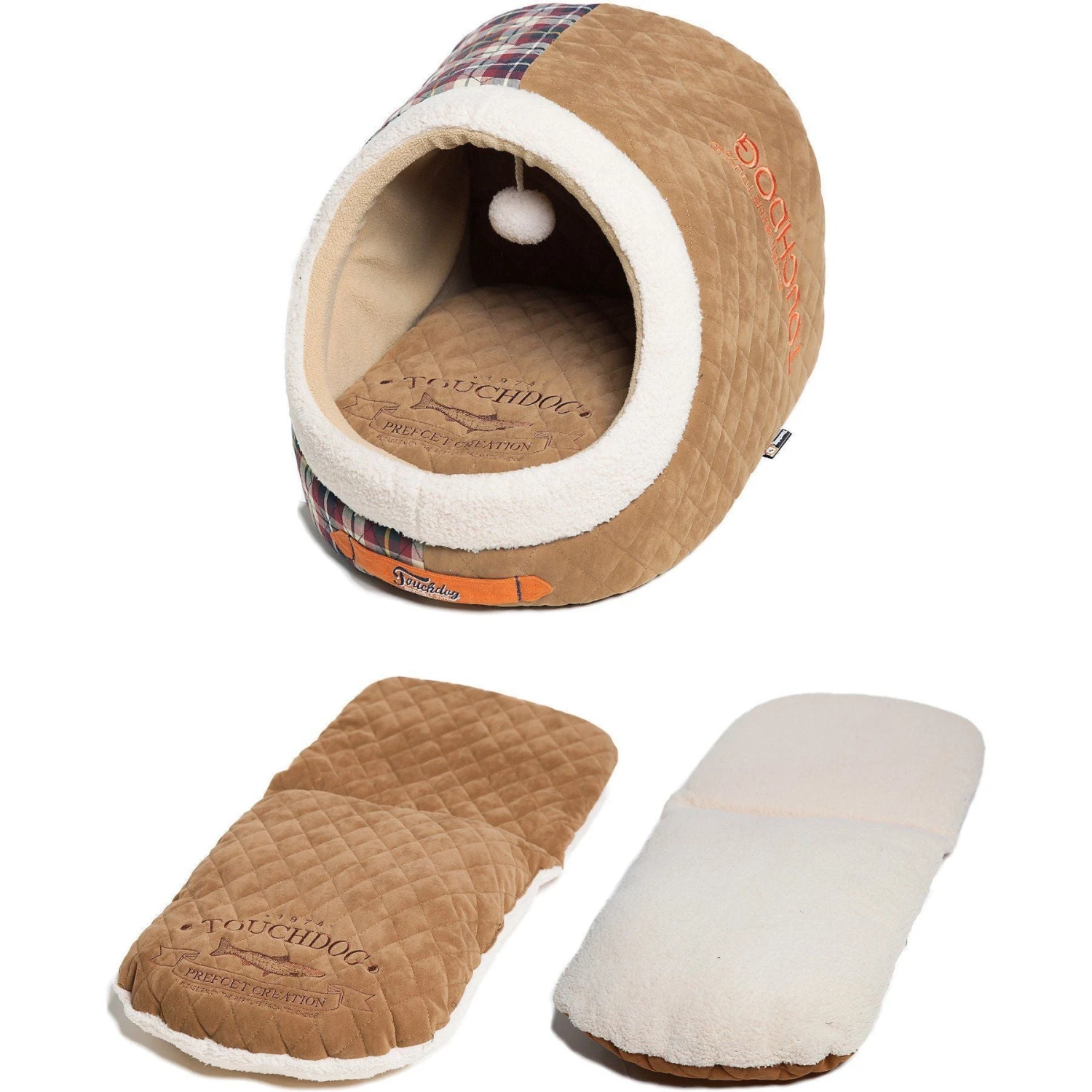 Touchdog ® 'Diamond Stitched' Panoramic Designer Cat Bed W/ Teaser Toy 7 Touchdog ® 'Diamond Stitched' Panoramic Designer Cat Bed W/ Teaser Toy - Image 5