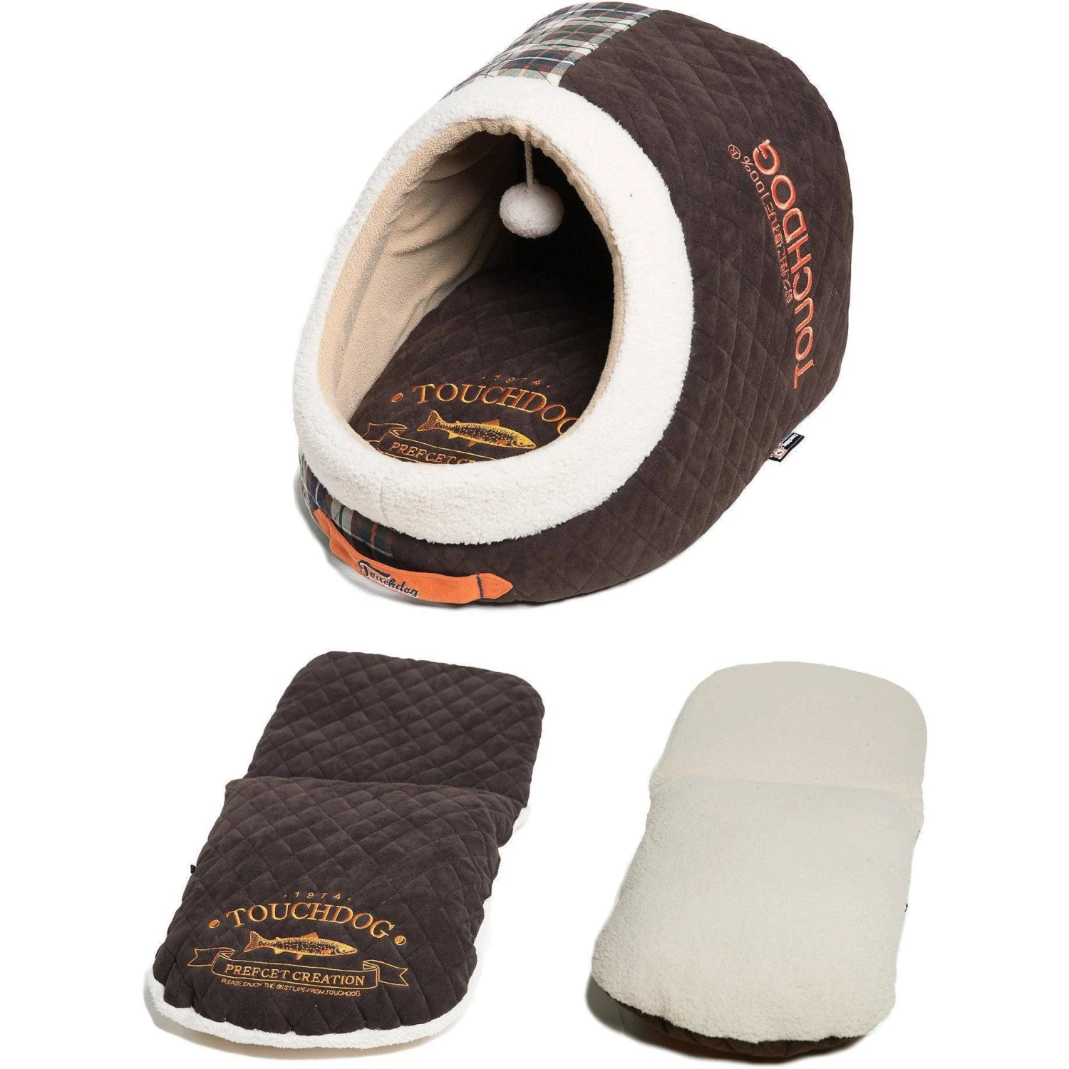 Touchdog ® 'Diamond Stitched' Panoramic Designer Cat Bed W/ Teaser Toy 6 Touchdog ® 'Diamond Stitched' Panoramic Designer Cat Bed W/ Teaser Toy - Image 4