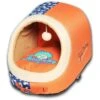 Touchdog ® 'Lazy-Bones' Rabbit-Spotted Panoramic Cat Bed With Teaser Toy