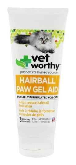 Vet Worthy First Aid Hairball Paw Gel Aid Salmon Flavor Cat Healthcare - 3 Oz Gel Tube