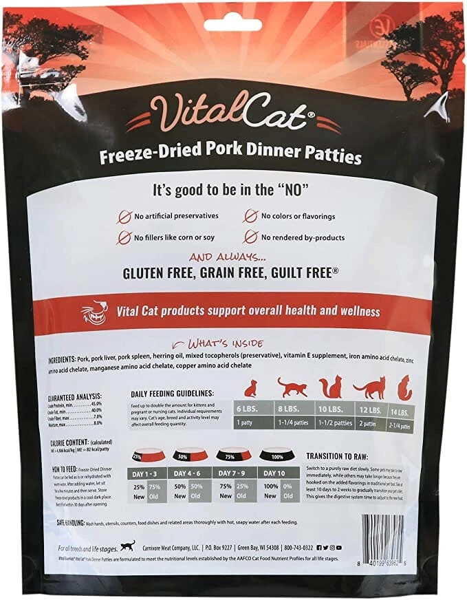 Vital Essentials Pork Dinner Patties Freeze-Dried Cat Food - 8 Oz 4 Vital Essentials Pork Dinner Patties Freeze-Dried Cat Food - 8 Oz - Image 2